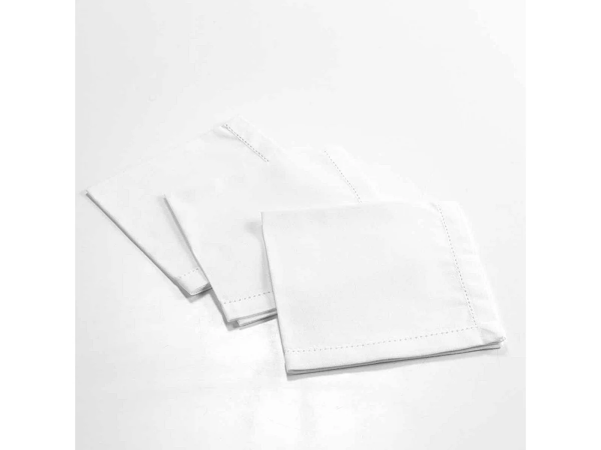 Lot de 3 Serviettes de Table "Charline" 40x40cm Blanc
