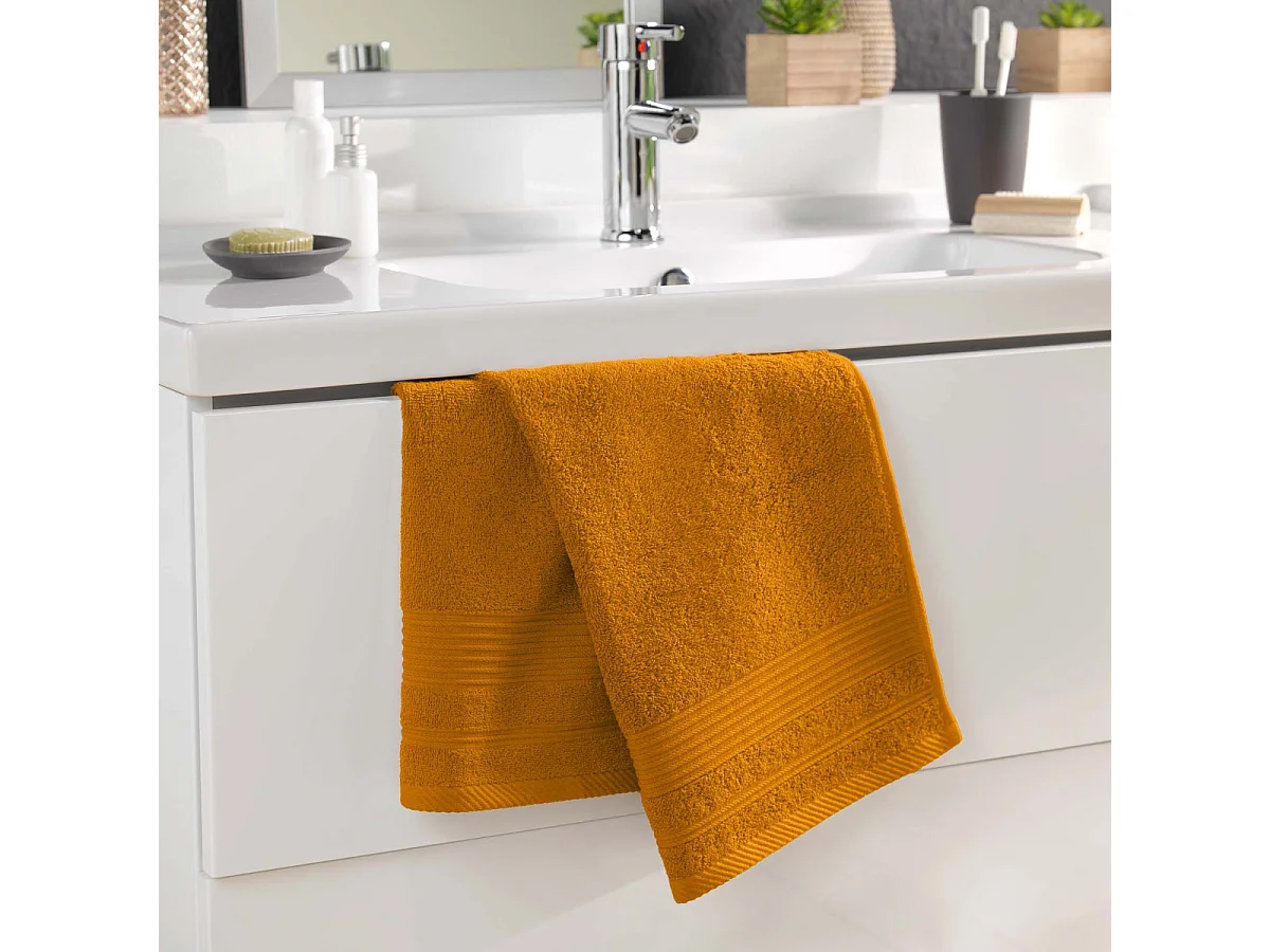 Serviette de Toilette "Tendresse " 50x90cm Jaune Curry