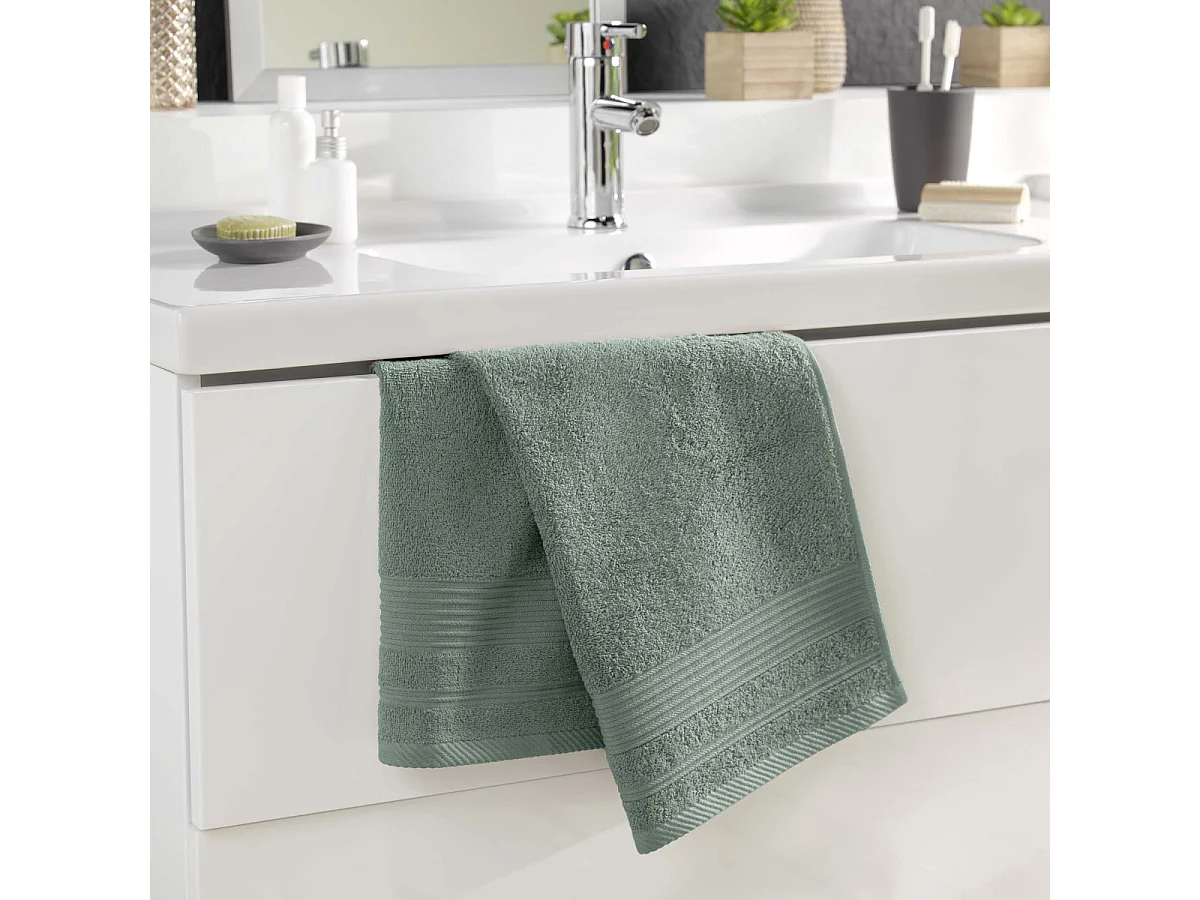 Serviette de Toilette "Tendresse " 50x90cm Vert Cèdre