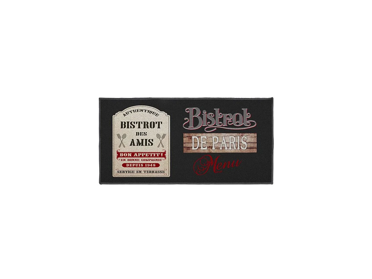 Tapis Rectangle "Bistrot Des Amis" 57x120cm Noir