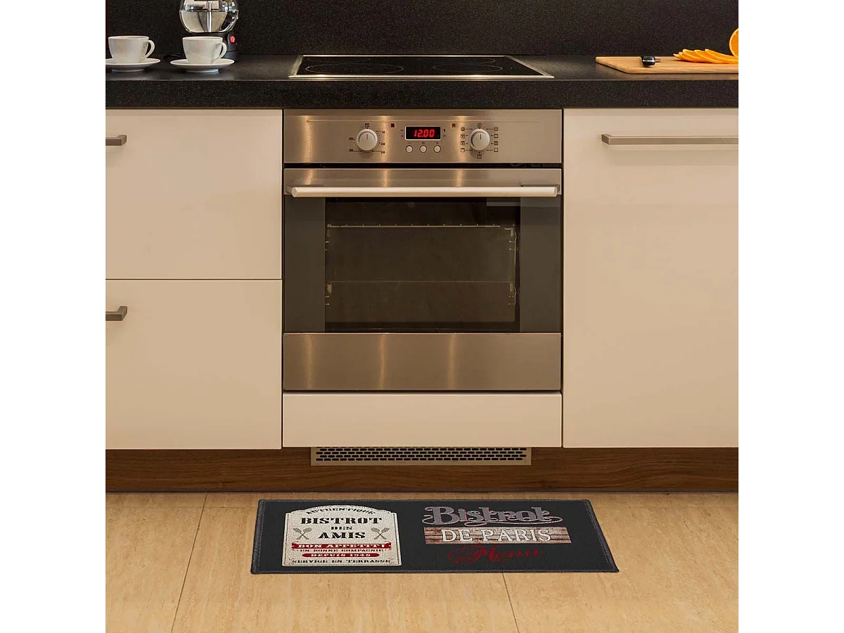 Tapis Rectangle "Bistrot Des Amis" 50x80cm Noir