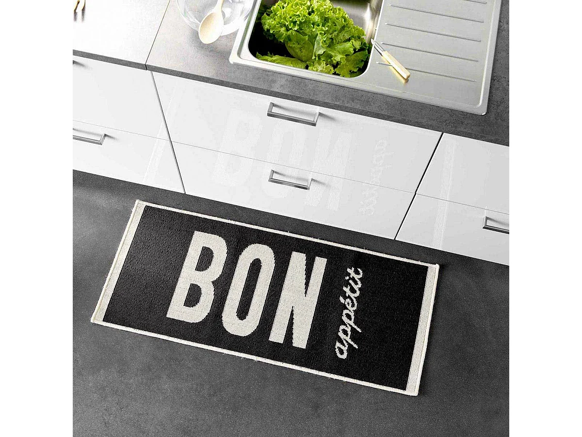 Tapis de Cuisine "Appetito" 50x120cm Noir