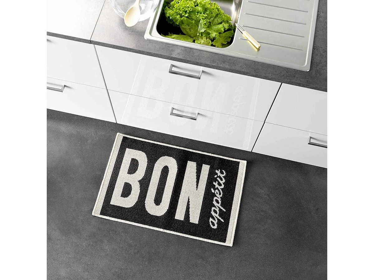 Tapis de Cuisine "Appetito" 50x80cm Noir