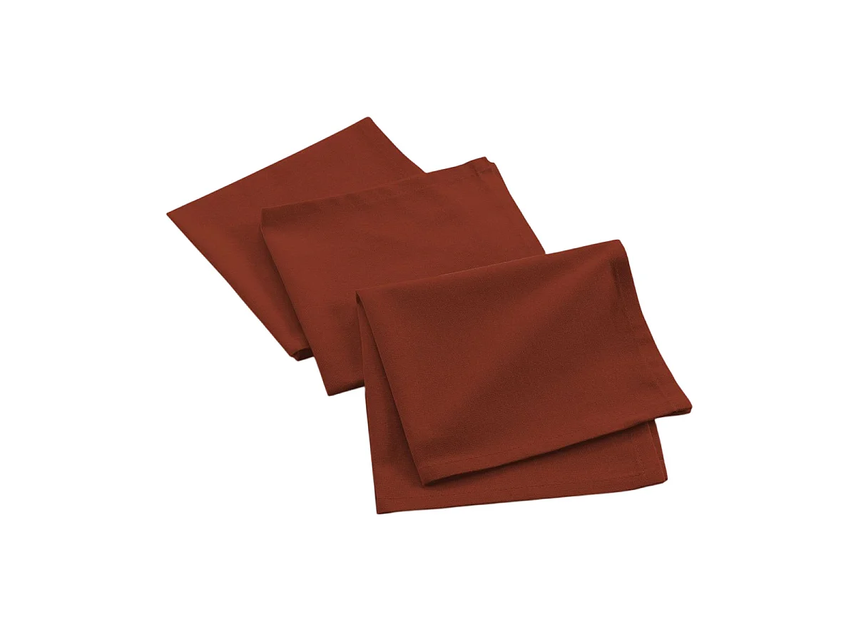 Lot de 3 Serviettes de Table "Mistral" 40x40cm Terracotta