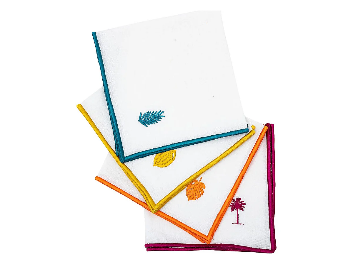 Lot de 4 Serviettes de Table "Yucatan" 40x40cm Blanc