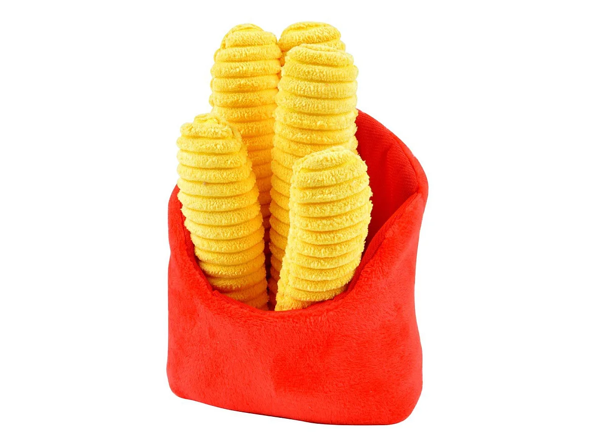 Jouet Peluche de Fouille "Frites" 19cm Rouge & Jaune