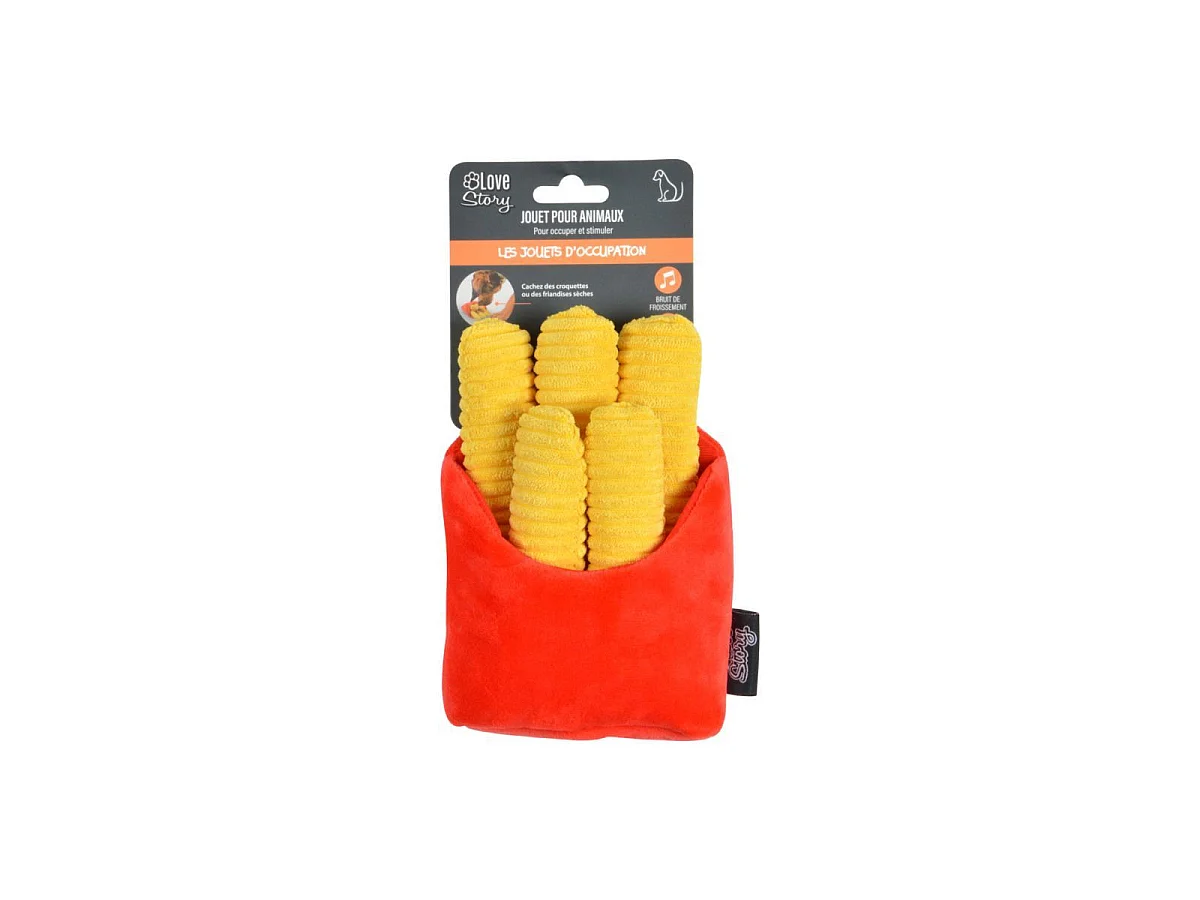 Jouet Peluche de Fouille "Frites" 19cm Rouge & Jaune