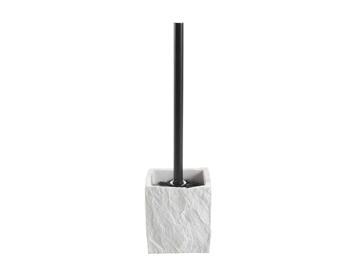 Brosse WC Effet Minéral "Stony" 36cm Blanc