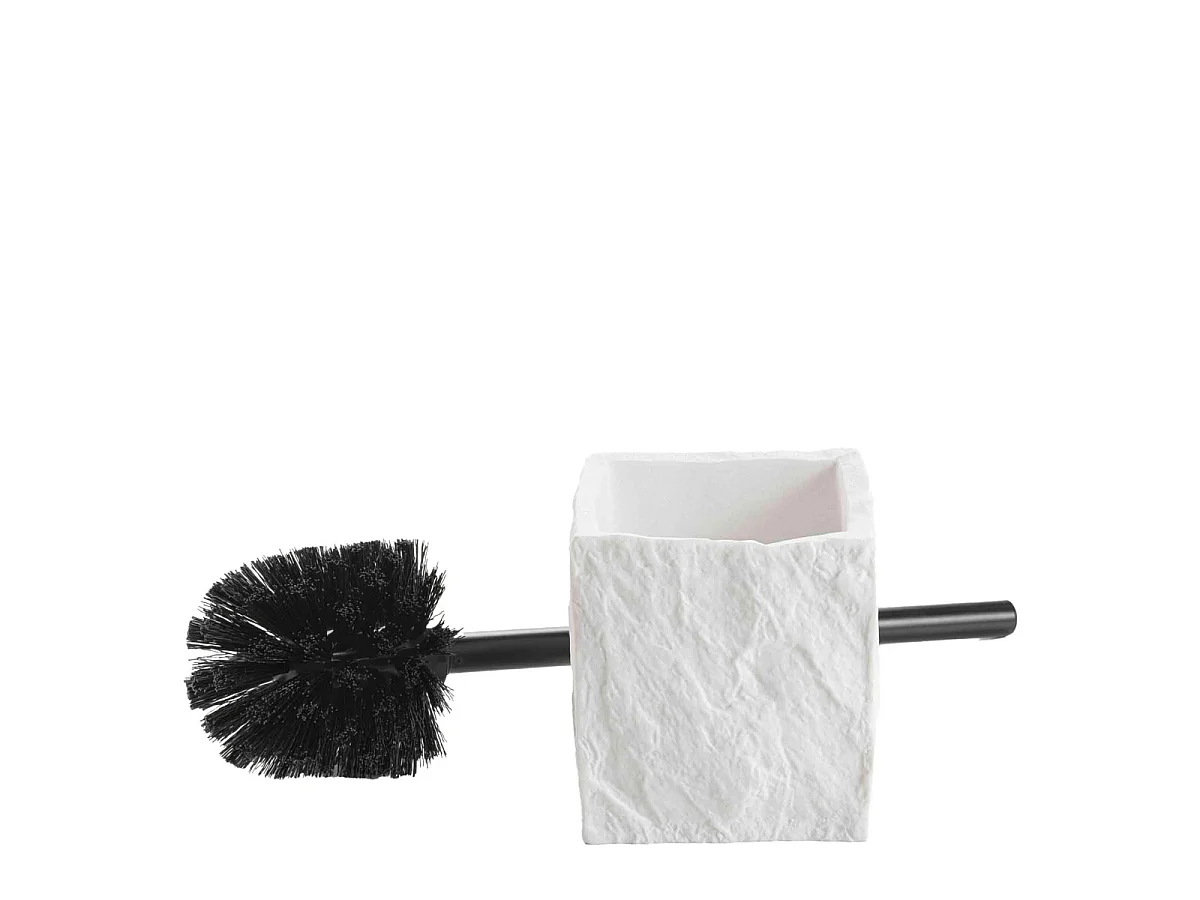 Brosse WC Effet Minéral "Stony" 36cm Blanc