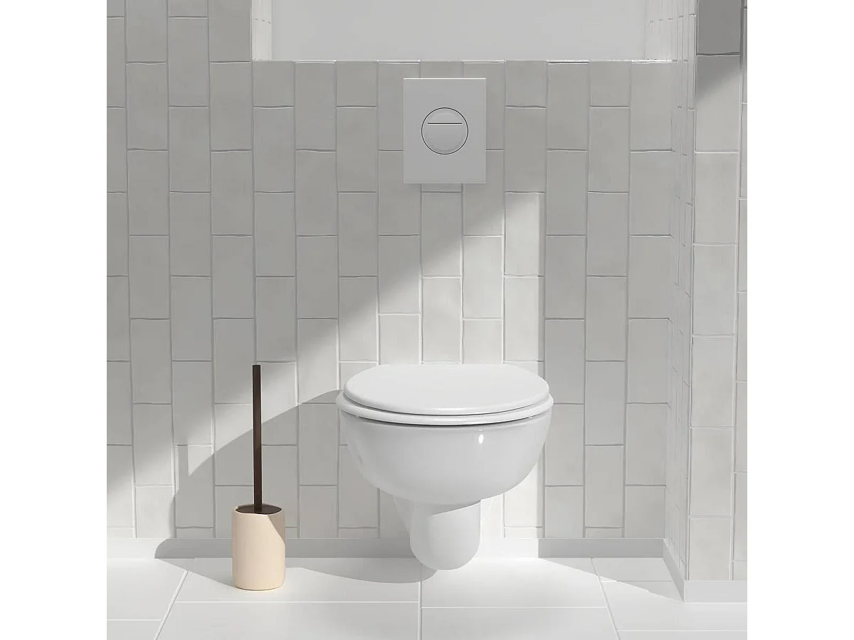Brosse WC en Résine "Olea" 41cm Beige