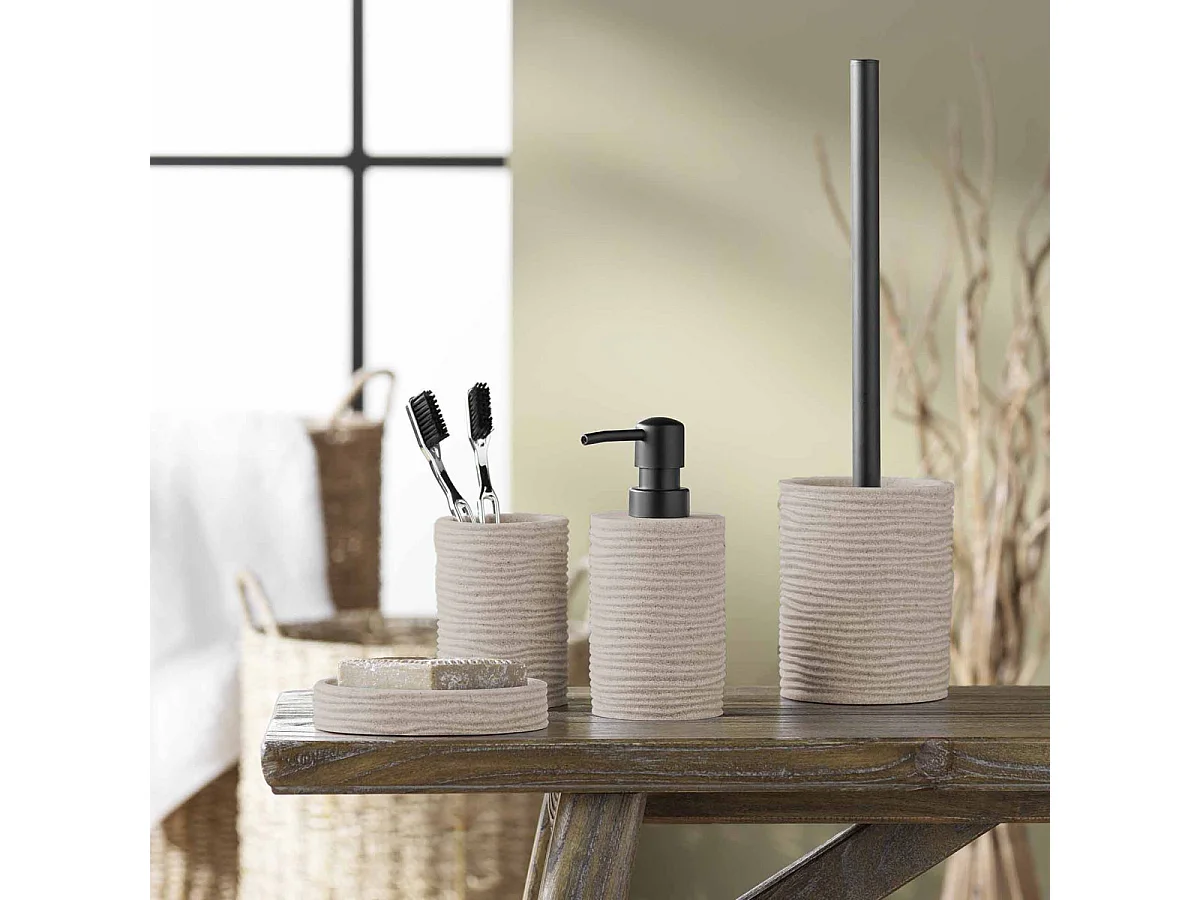 Brosse WC Effet Strié "Siloa" 35cm Sable