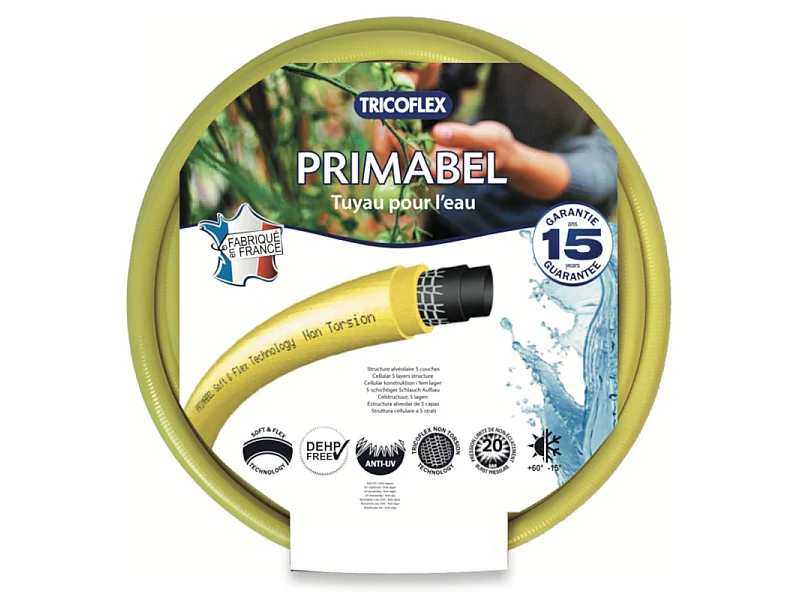 Tricoflex Tuyau d'arrosage souple multicouche d15 mm x 25 m - jaune - 116381