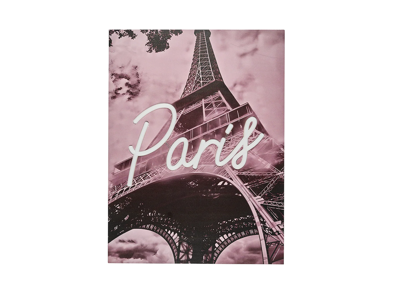 Tableau Led Paris 30x40cm Noir, Rose