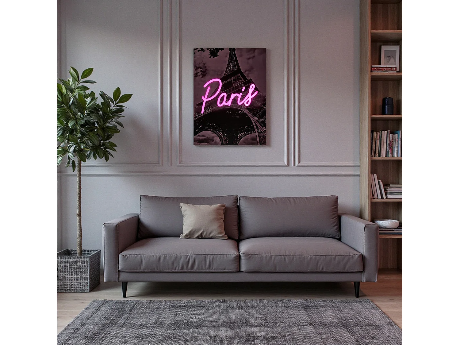 Tableau Led Paris 30x40cm Noir, Rose