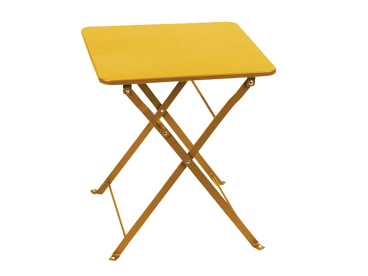 Table d'appoint de Jardin, Table à Manger carrée Pliante,Coloris Moutard - Longueur 40 x Profondeur 40 x Hauteur 45 cm
