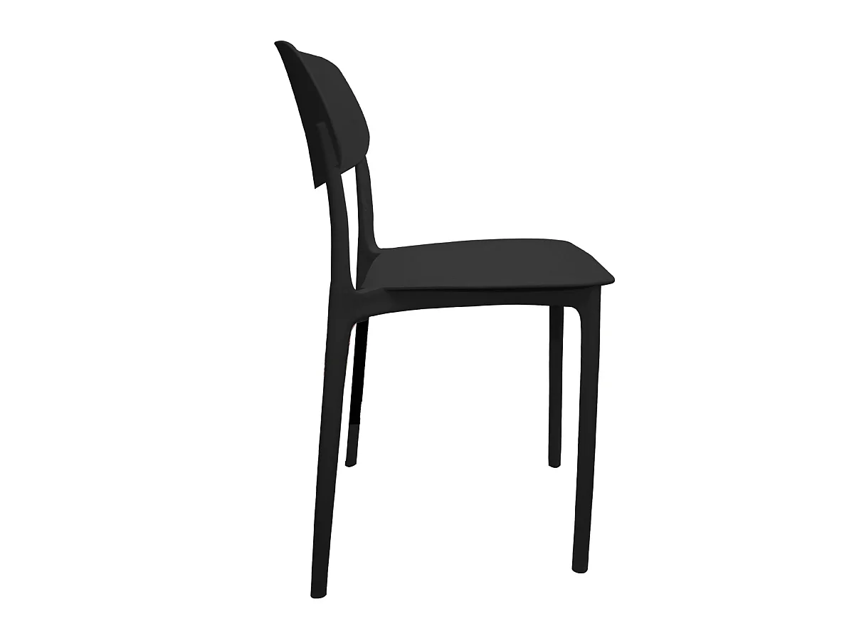 Lot de 6 chaises noires de jardin en plastique empilables avec pieds antidérapants-Longueur 39.5 x Profondeur 50 x Hauteur 79 cm