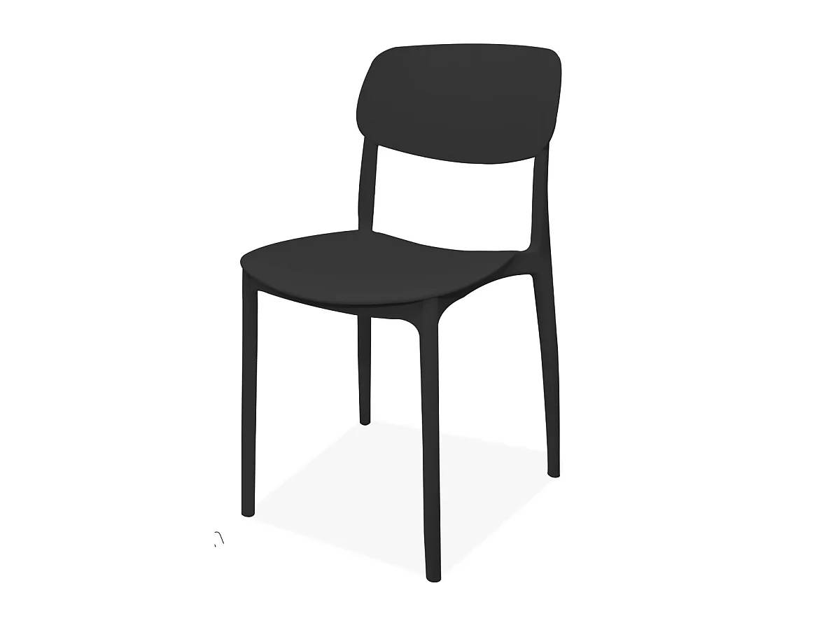Lot de 6 chaises noires de jardin en plastique empilables avec pieds antidérapants-Longueur 39.5 x Profondeur 50 x Hauteur 79 cm