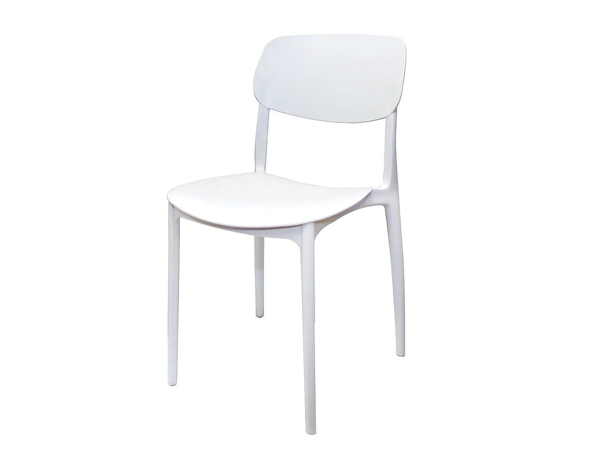 Lot de 6 chaises blanches de jardin en plastique empilables avec pieds antidérapants-Longueur 39.5 x Profondeur 50 x Hauteur 79 cm