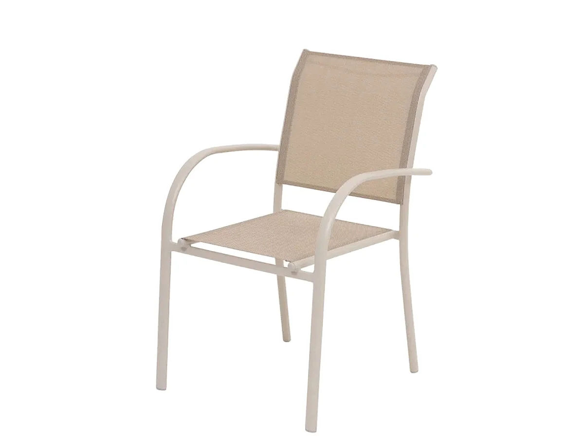 Lot de 6 fauteuils chaises de jardin avec accoudoirs,coloris beige - Longueur 56 x Profondeur 65 x Hauteur 88 cm