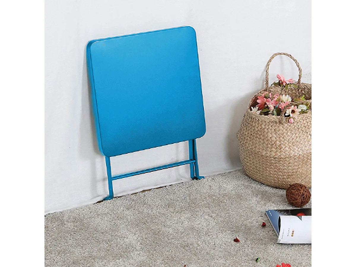 Table d'appoint de Jardin, Table à Manger carrée Pliante,Coloris Turquoise - Longueur 40 x Profondeur 40 x Hauteur 45 cm