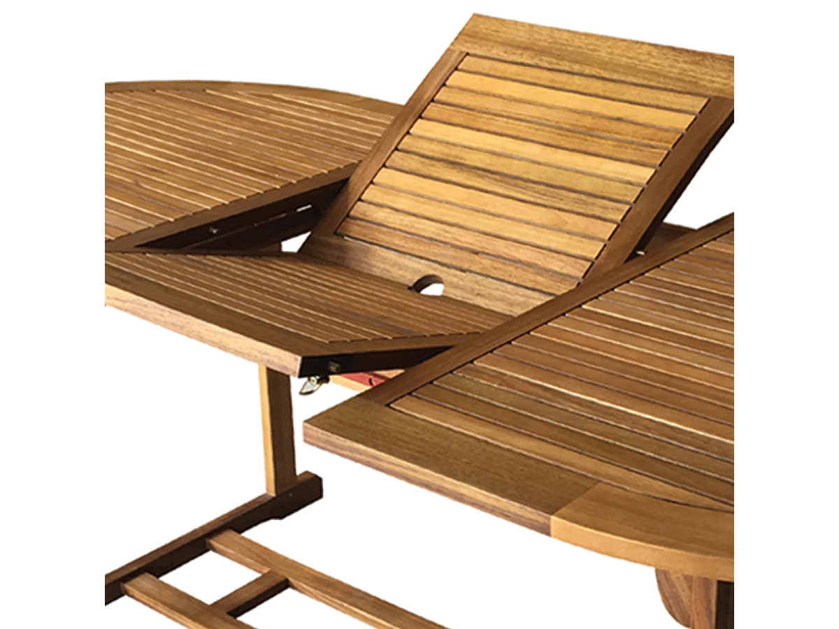 Table de Jardin Ovale Extensible en Bois avec Rallonge Papillon - Longueur 150/200 x Profondeur 90x Hauteur 74 cm