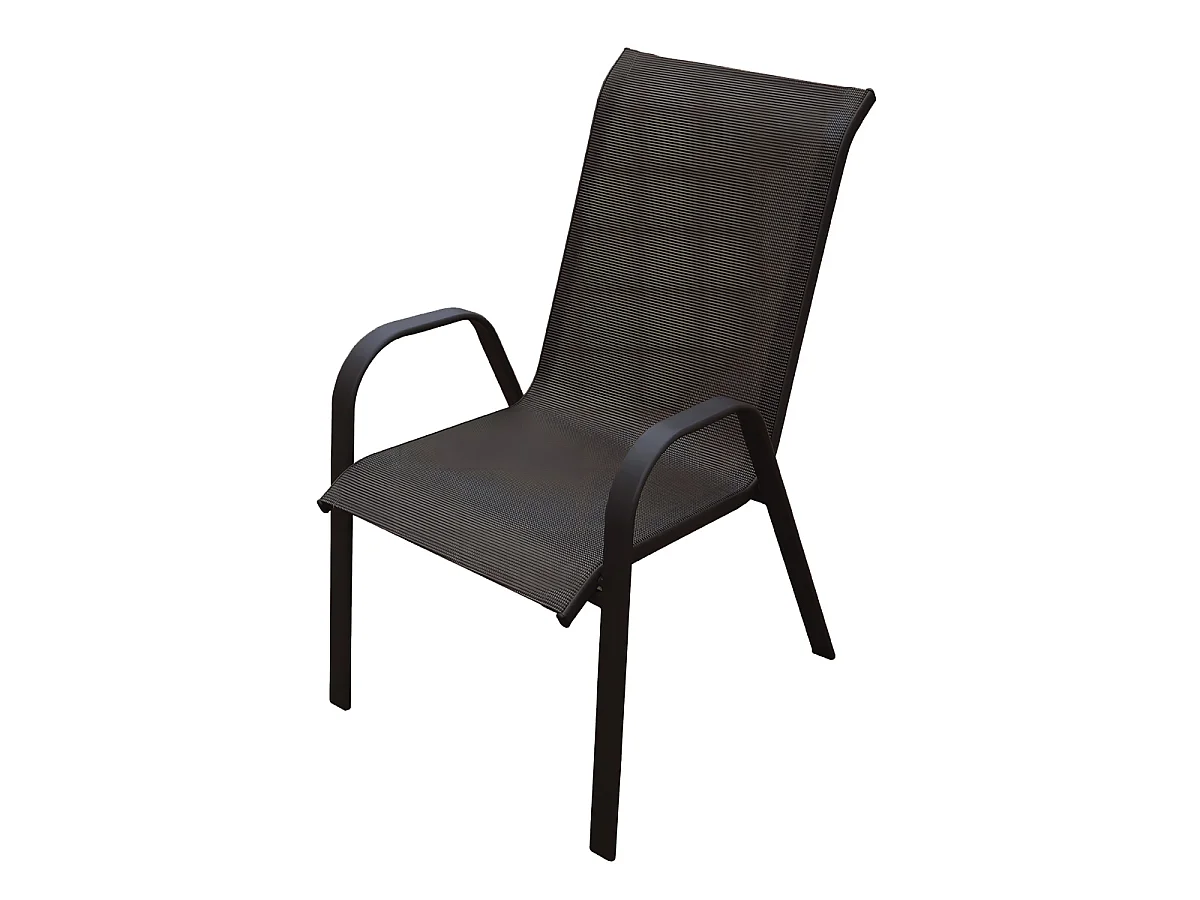 Lot de 4 chaises de jardin empilables avec accoudoirs, coloris noir-Longueur 54 x Profondeur 65 x Hauteur 90 cm