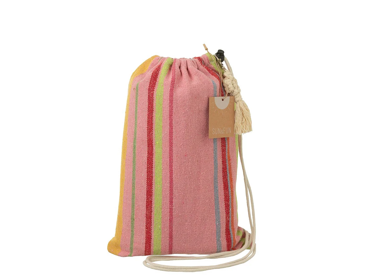 Hamac en Tissu "Rayures" 200cm Rose Clair