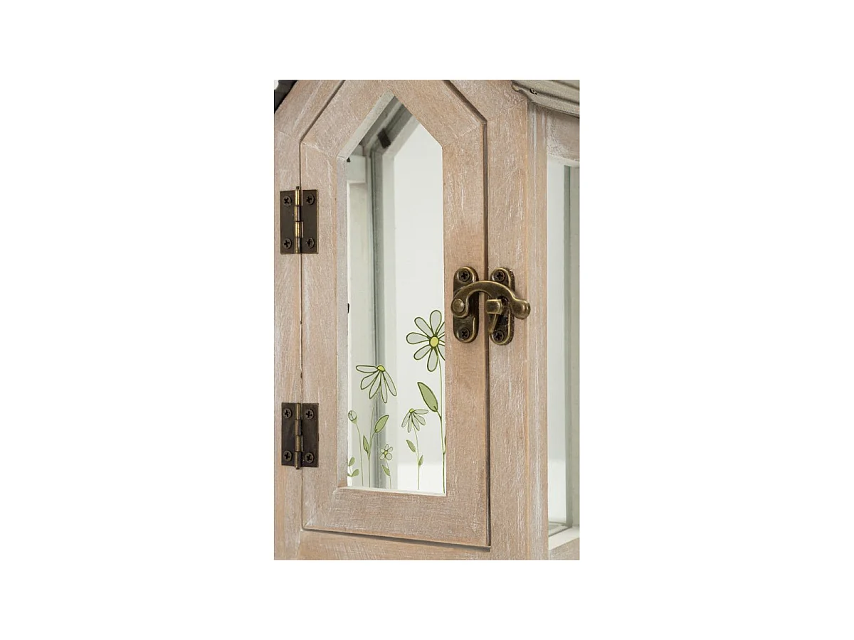 Lot de 2 Lanternes en Bois "Home Flower" 36cm Naturel