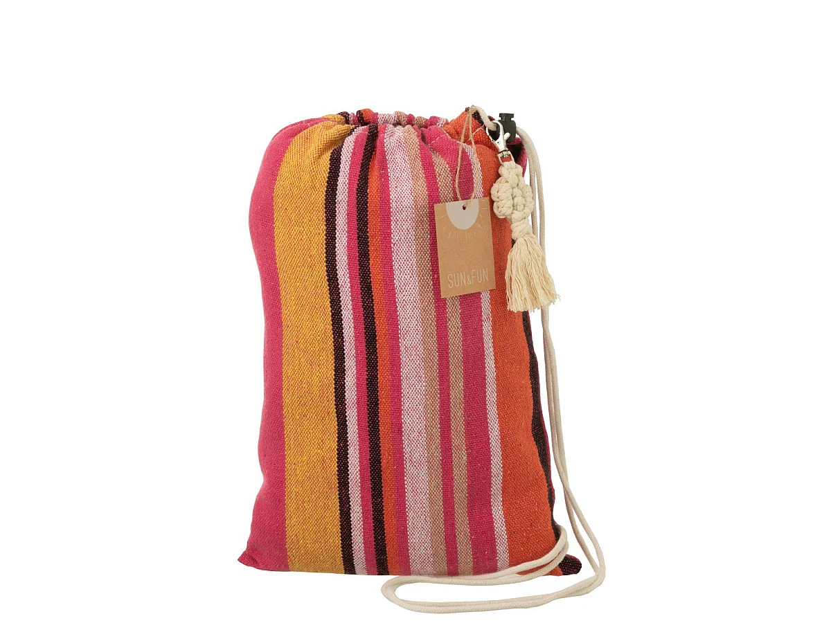 Hamac en Tissu "Rayures" 200cm Rose Foncé
