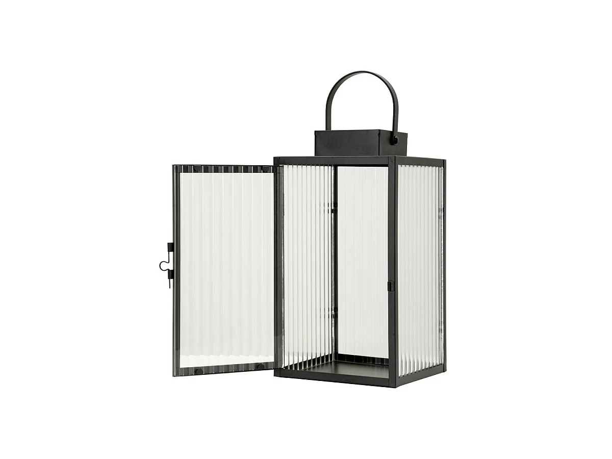 Lanterne Design Strié "Simply" 28cm Noir