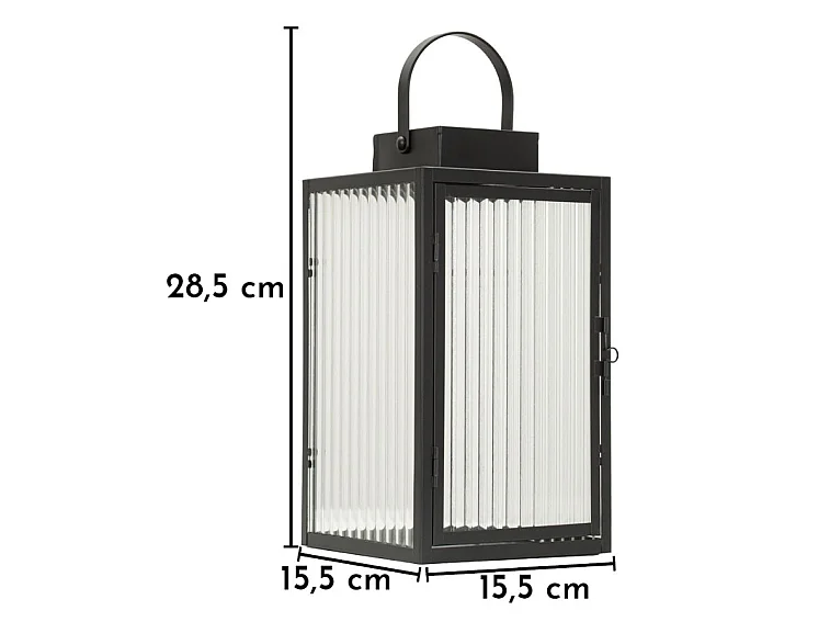 Lanterne Design Strié "Simply" 28cm Noir