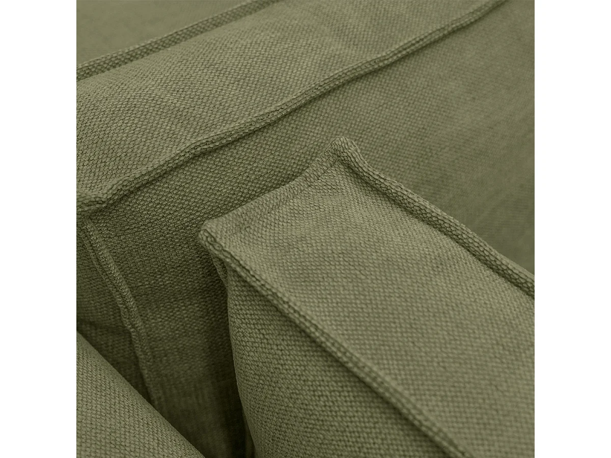 Canapé d'angle gauche convertible 3 places avec coffre en tissu chenille vert BARANI