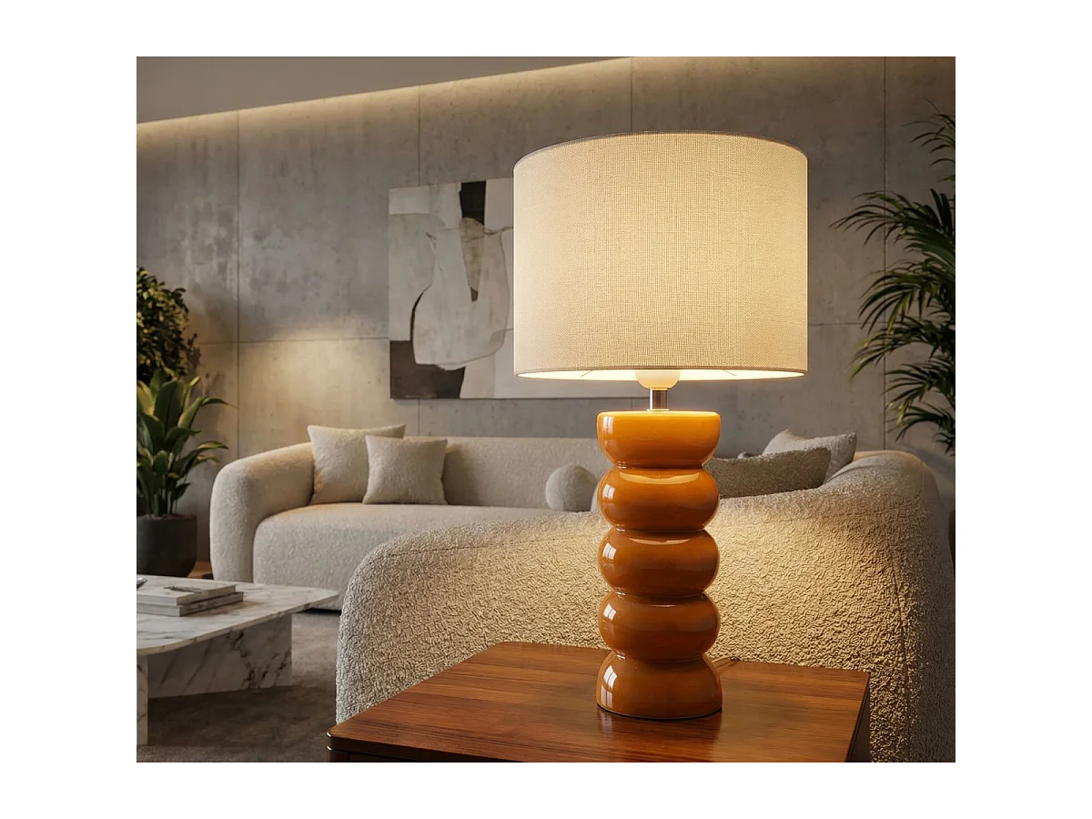 Lampe à Poser en Céramique "Torr" 46cm Moutarde