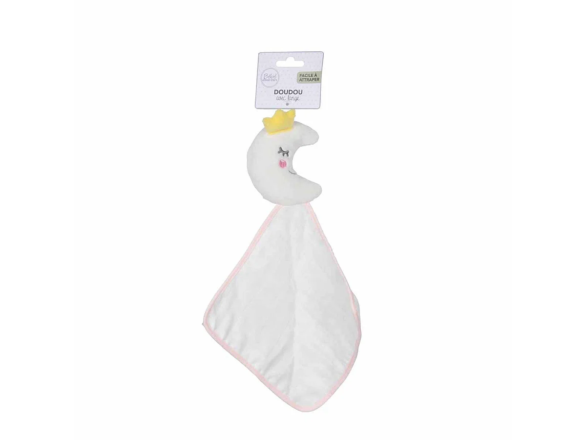 Doudou avec Lange "Lune" 18cm Rose