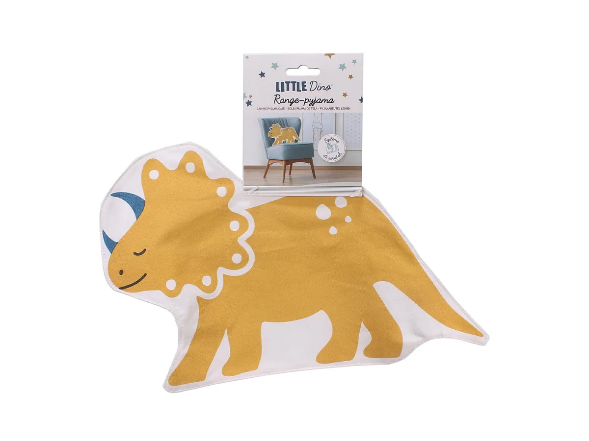 Rangement Pyjama Enfant "Dinosaure" 28cm Jaune