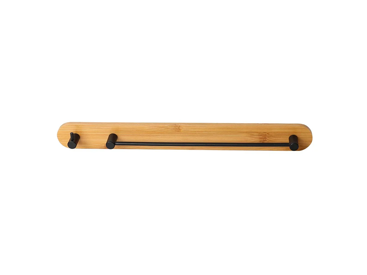 Porte Serviette Adhésif "Fixeo" 40cm Naturel & Noir