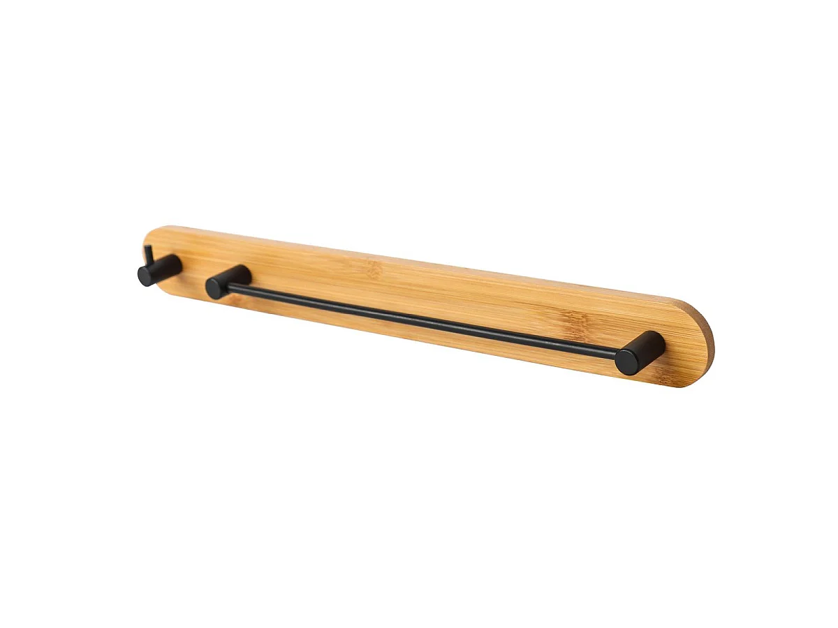 Porte Serviette Adhésif "Fixeo" 40cm Naturel & Noir