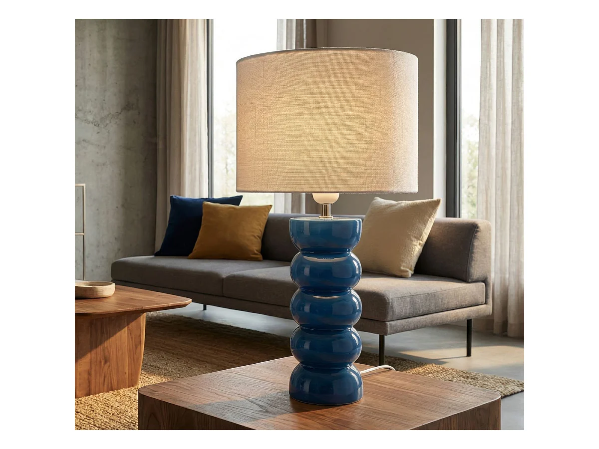 Lampe à Poser en Céramique "Torr" 46cm Bleu