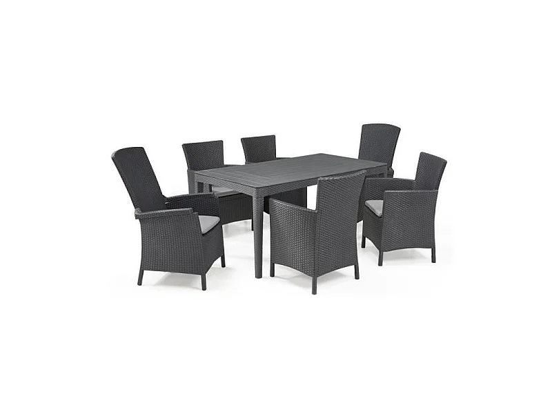 Table de jardin ALLIBERT by KETER GIRONA 160x90x74 cm 6 personnes gris graphite mat