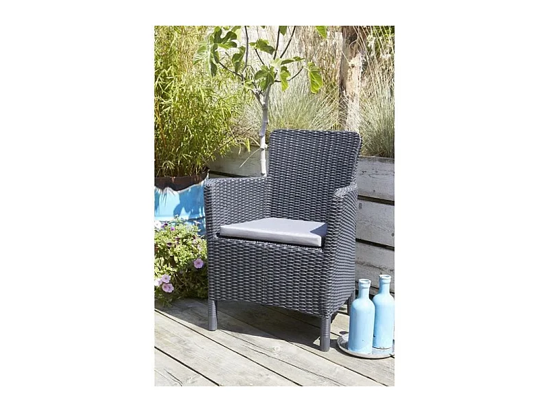 Table de jardin ALLIBERT by KETER GIRONA 160x90x74 cm 6 personnes gris graphite mat