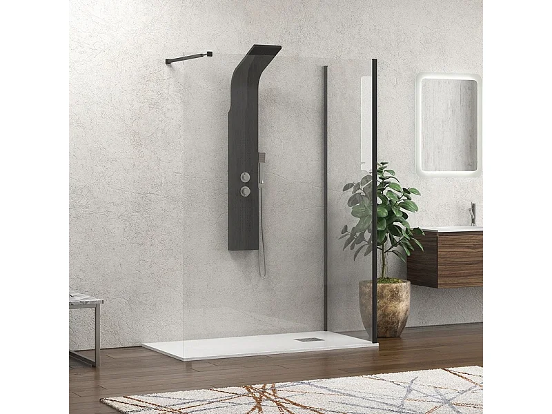 Doccia walk in 80x140 angolare profilo nero | KW4000B kamalu