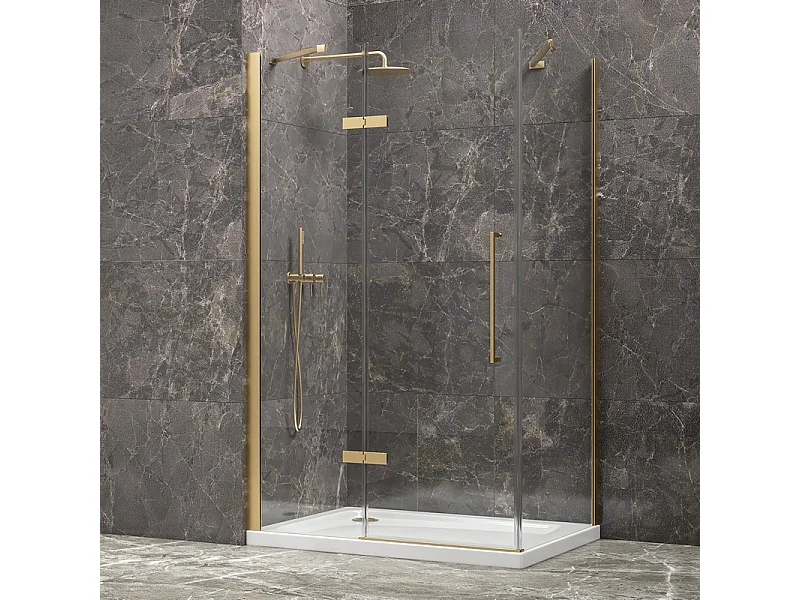 Box doccia 80x90 oro satinato porta battente 90 e fisso 80 cm | KT5000G kamalu