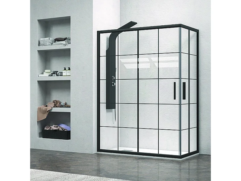 Box doccia angolo 80x80 nero opaco NICO-B1000 kamalu