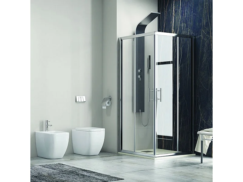 Box doccia angolo 80x80 cristallo 6mm anticalcare KF1000 kamalu