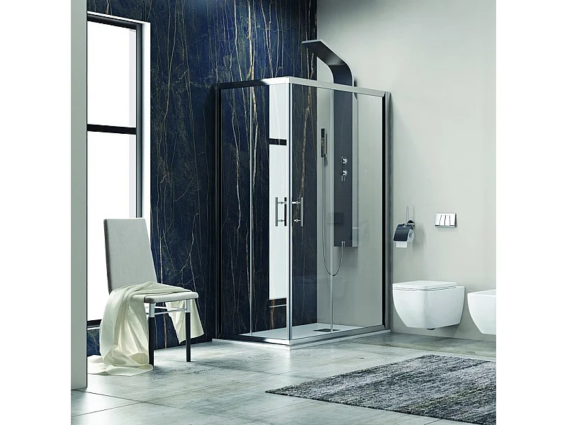 Cabina doccia 140x80 2 ante scorrevoli cristallo 6mm anticalcare KF1000 kamalu