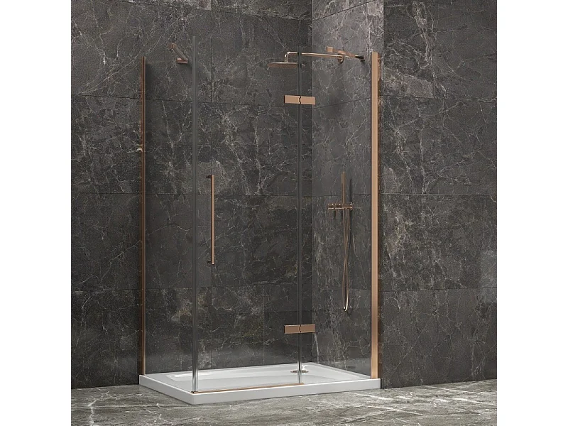 Box doccia 70x80 telaio colore rame porta battente laterale fisso 70cm | KT5000RG kamalu