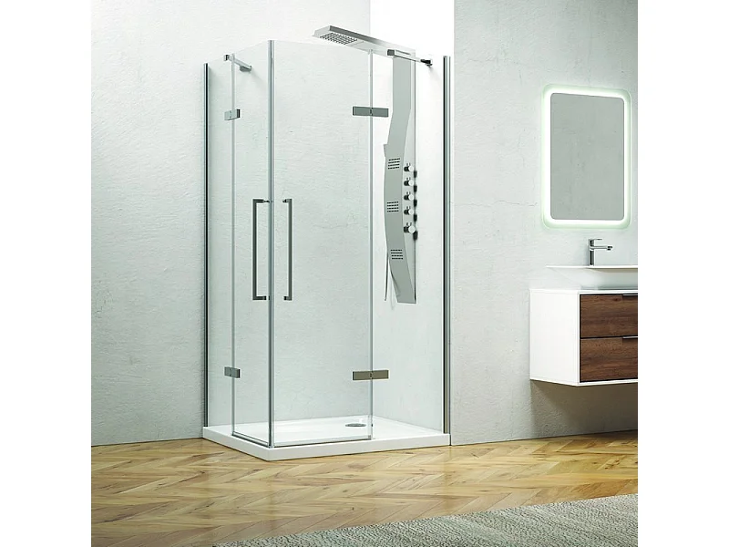 Box doccia angolo 140x70 due ante battenti vetro anticalcare KT1000 kamalu