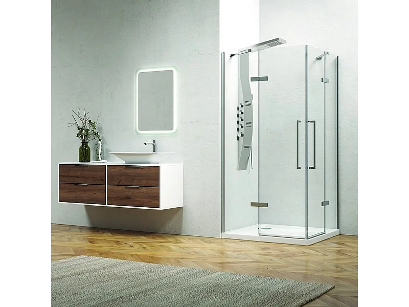 Box doccia angolo 140x70 due ante battenti vetro anticalcare KT1000 kamalu