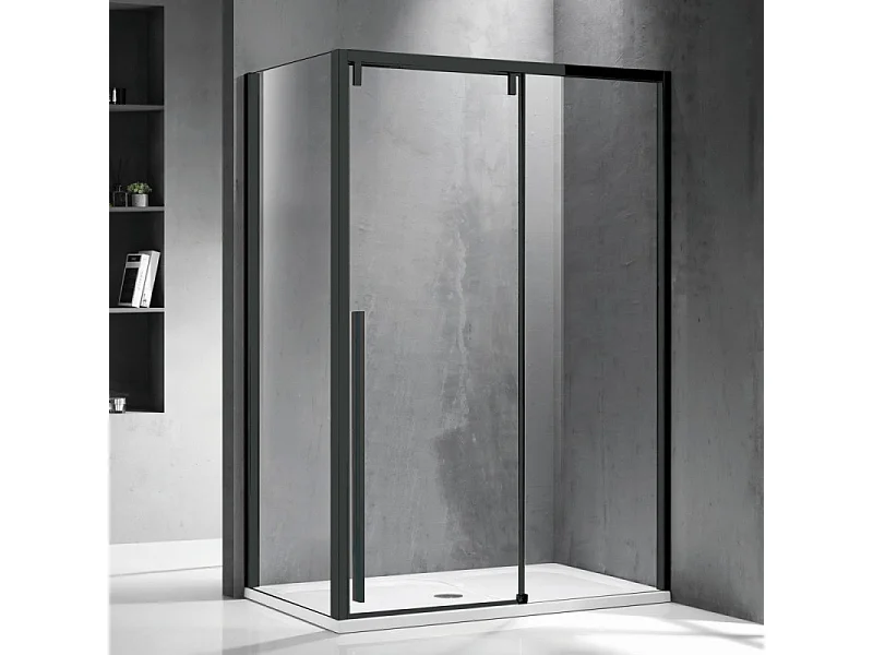 Cabina doccia 90x120 profilo nero anta scorrevole e lato fisso | KSA5000B kamalu