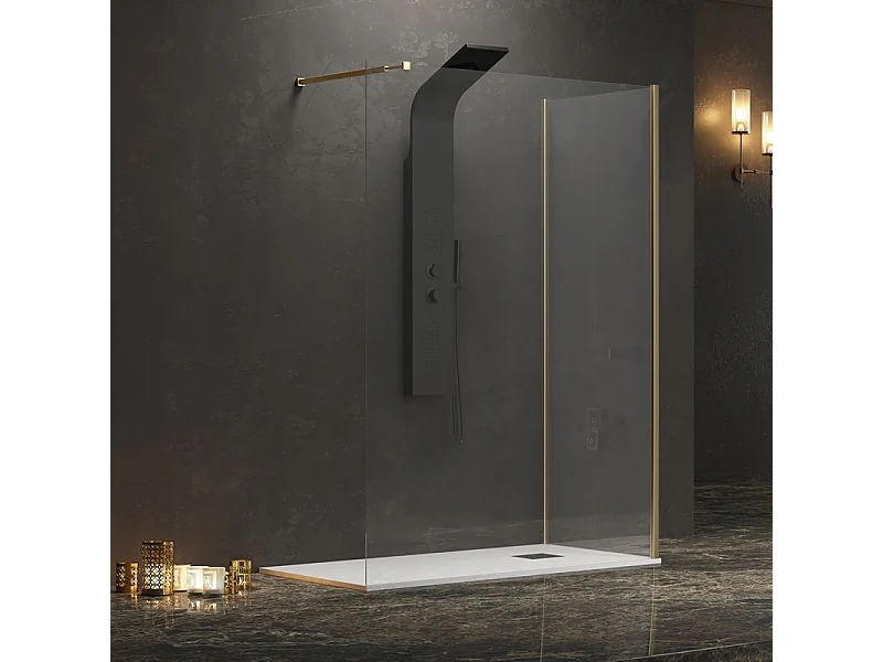 Box doccia angolare walk-in 80x90 cm profilo oro | KW4000G kamalu